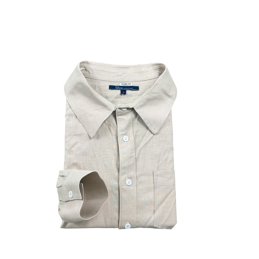 Shore Brown Linen Blend‎ Lounge L/S Button Front Size Small Excellent